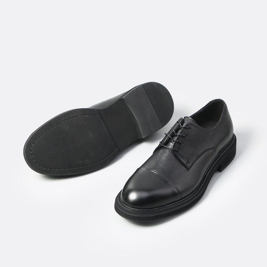Men's Business European Version Derby Round Head British Men's Casual Leather Shoes