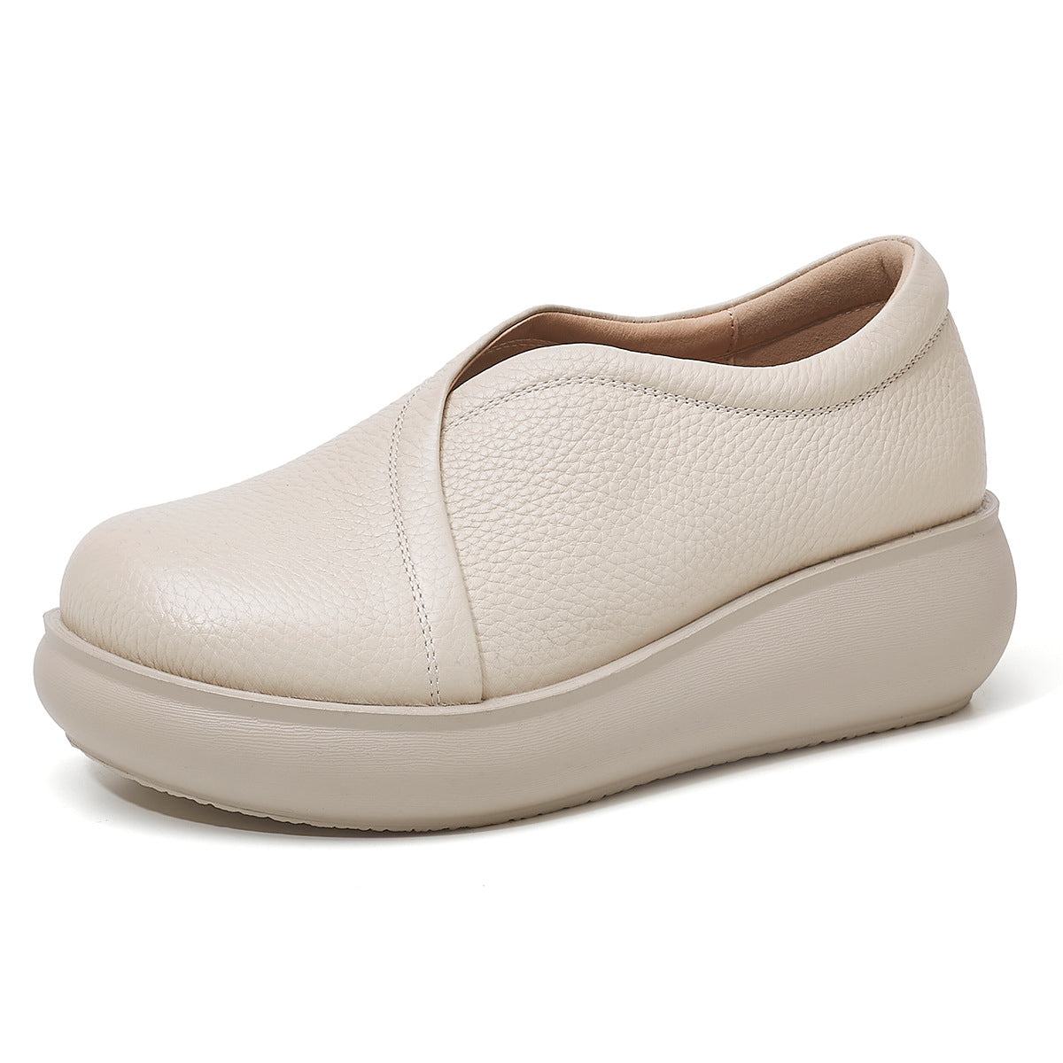 Women's Comfortable Flat Mom Soft Bottom Genuine Slip-on Women's Fashion Shoes