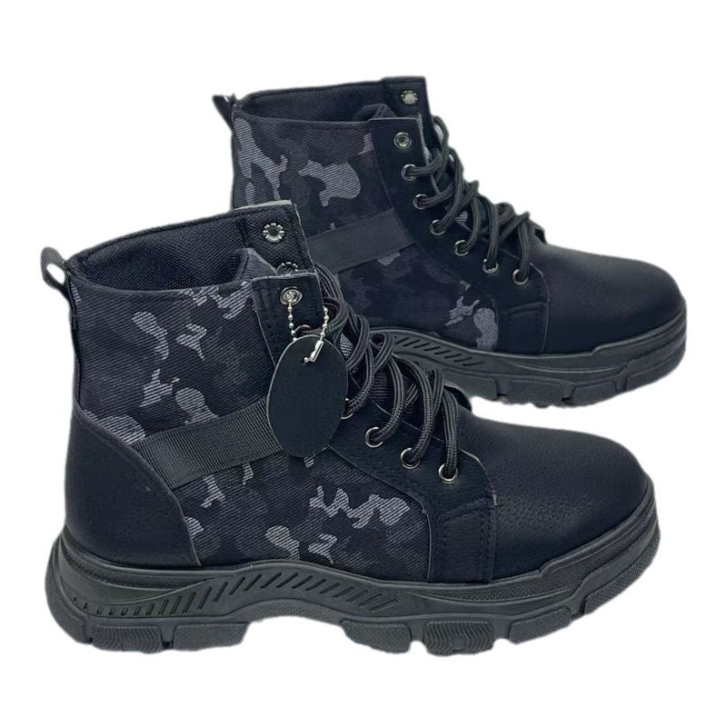 Men's Breathable Camouflage Print Lightweight Soft Sole Martin Boots