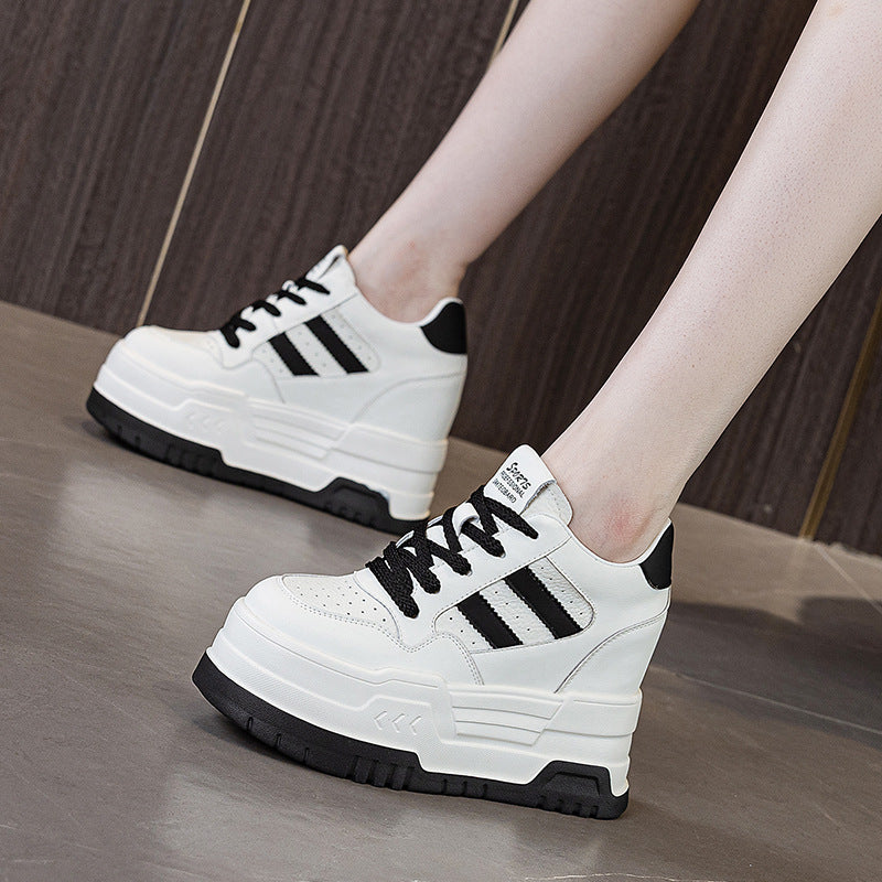 Women's Platform Height Increasing Stylish Simple Versatile Color Matching Women's Casual Shoes