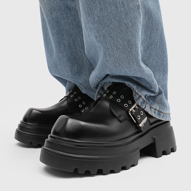 Men's British Style Comfortable Small Winter Raise The Bottom Brown Men's Casual Leather Shoes