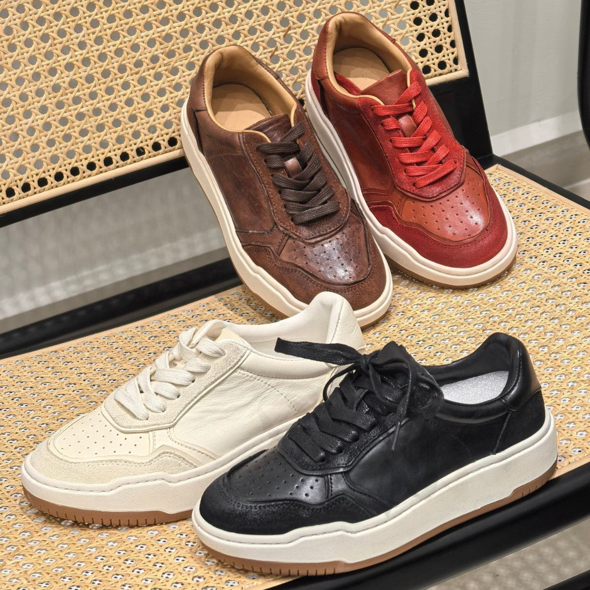 Women's Skate Genuine Thick-soled Red German Training Light Luxury White Women's Casual Shoes