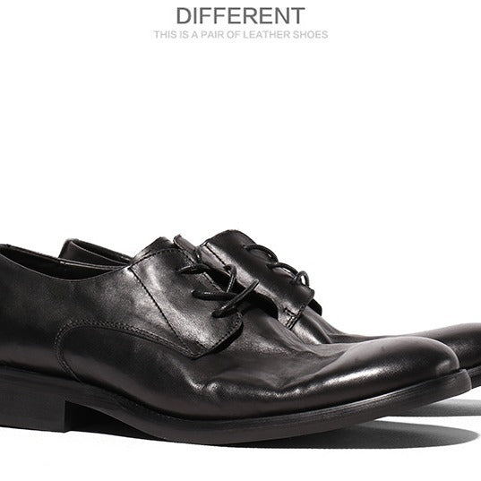 Men's European Size Round Toe First Layer Leather Shoes