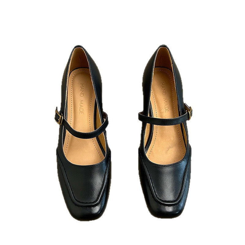 Women's White Buckle Mary Jane French Style Skirt Not Tired Feet Women's Fashion Shoes