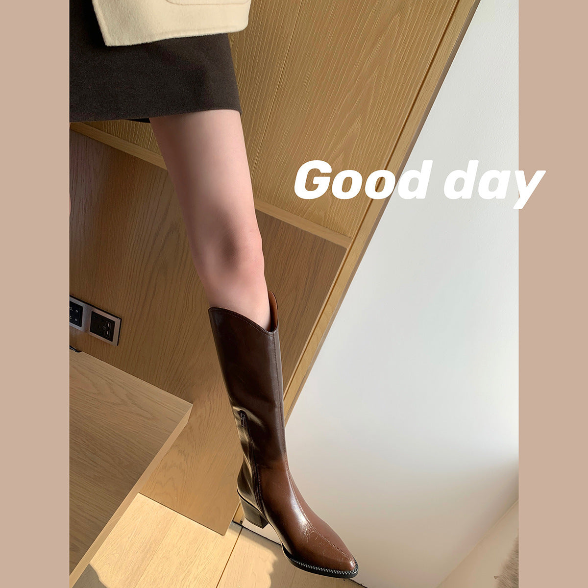 Cowhide Version Grape Mom Winter West Cowboy Female Platform Boots