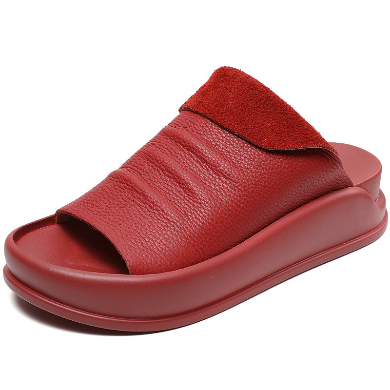 Women's Wear Thick Bottom Retro Easy Matching Solid Color Slippers
