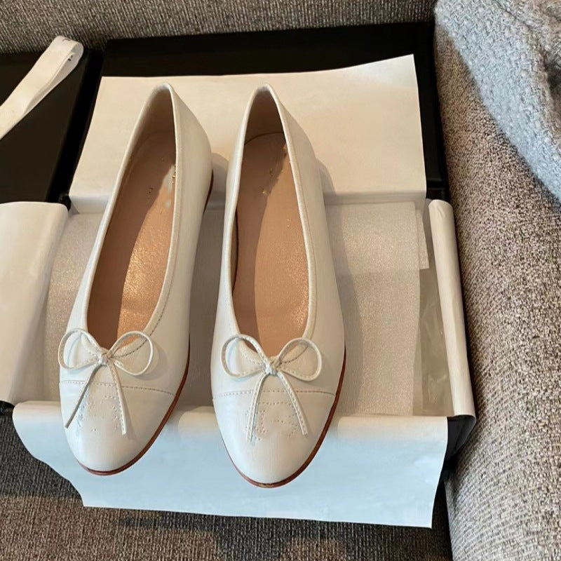 Women's Classic Ballet Bow Round Toe Flats Low-cut Comfortable Loafers