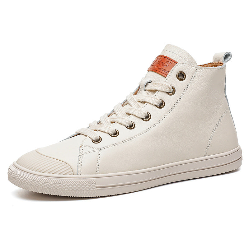 Glamorous Genuine White Comfortable Muffin Flat Women's Casual Shoes
