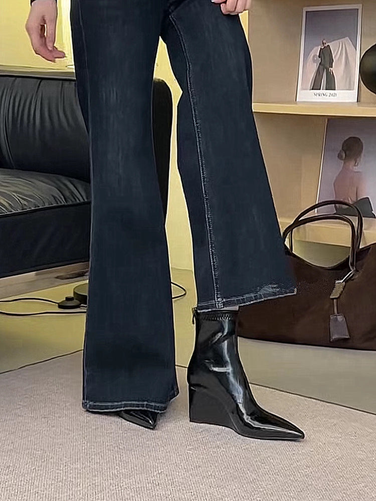 Women's & Men's Nice For Pointed Toe Soft Wedge High Women's Leather Boots