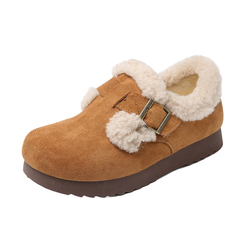 Fleece-lined Korean Style Schoolgirl Warm Keeping Casual Shoes