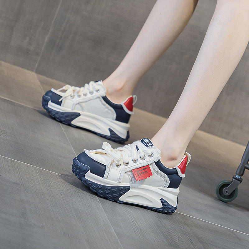 Women's Popular Dad Spring Small Platform Hidden Heels