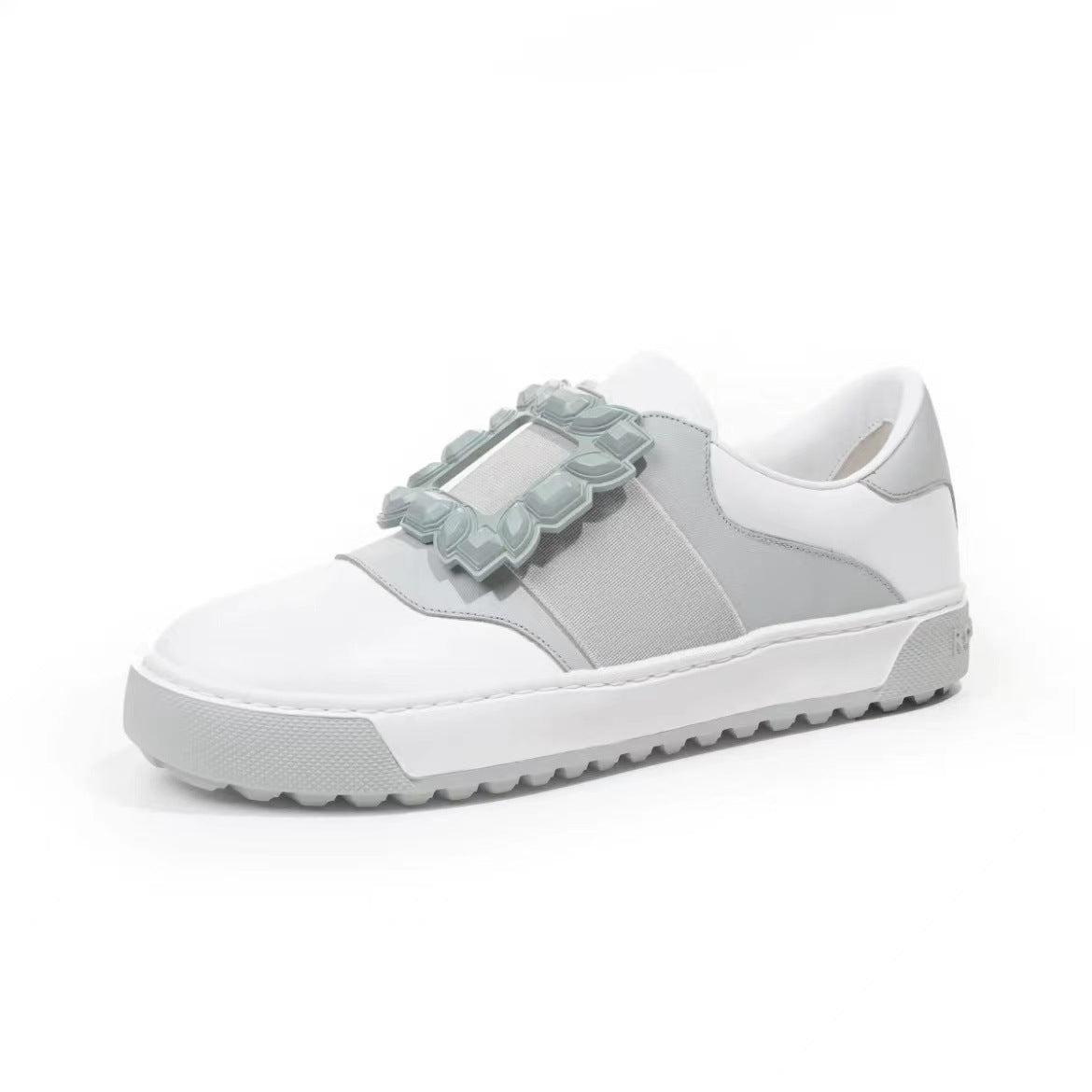 Women's Rhinestone Square Buckle Soft Flat Cloud Casual Shoes