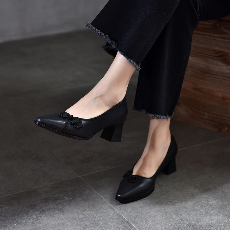 Two Pairs Of Patchable Pointed High Women's Shoes