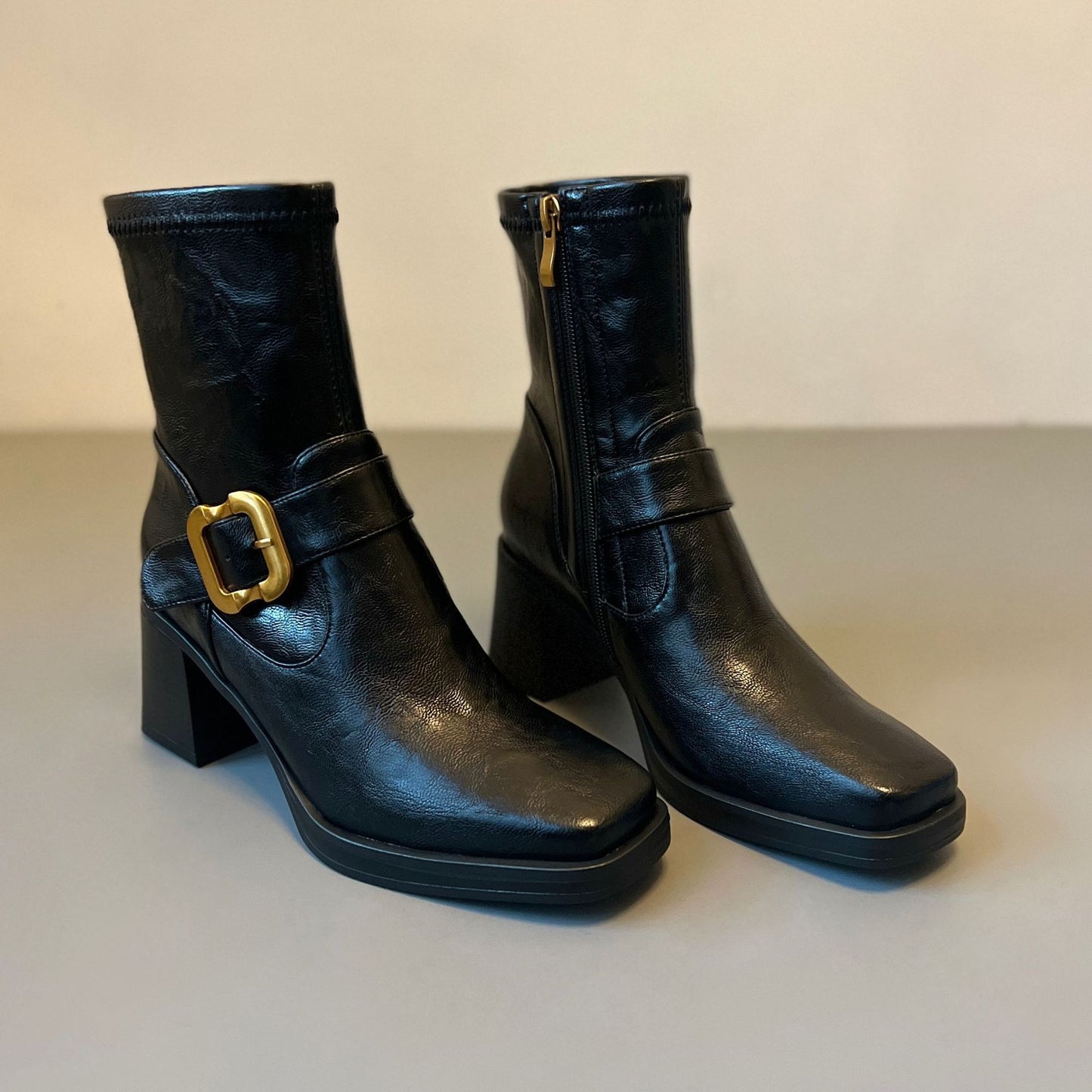 Women's Elegance High Square Toe Booties Soft Waterproof Platform Thick Increased Boots