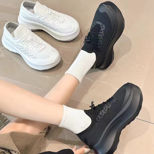 Increased Muffin Platform Flying Woven Autumn Casual Shoes