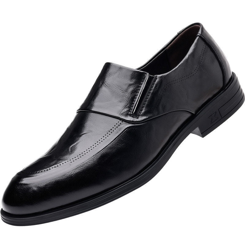 Men's Winter Fleece-lined Formal Business Pointed Genuine Pedal British Men's Casual Leather Shoes