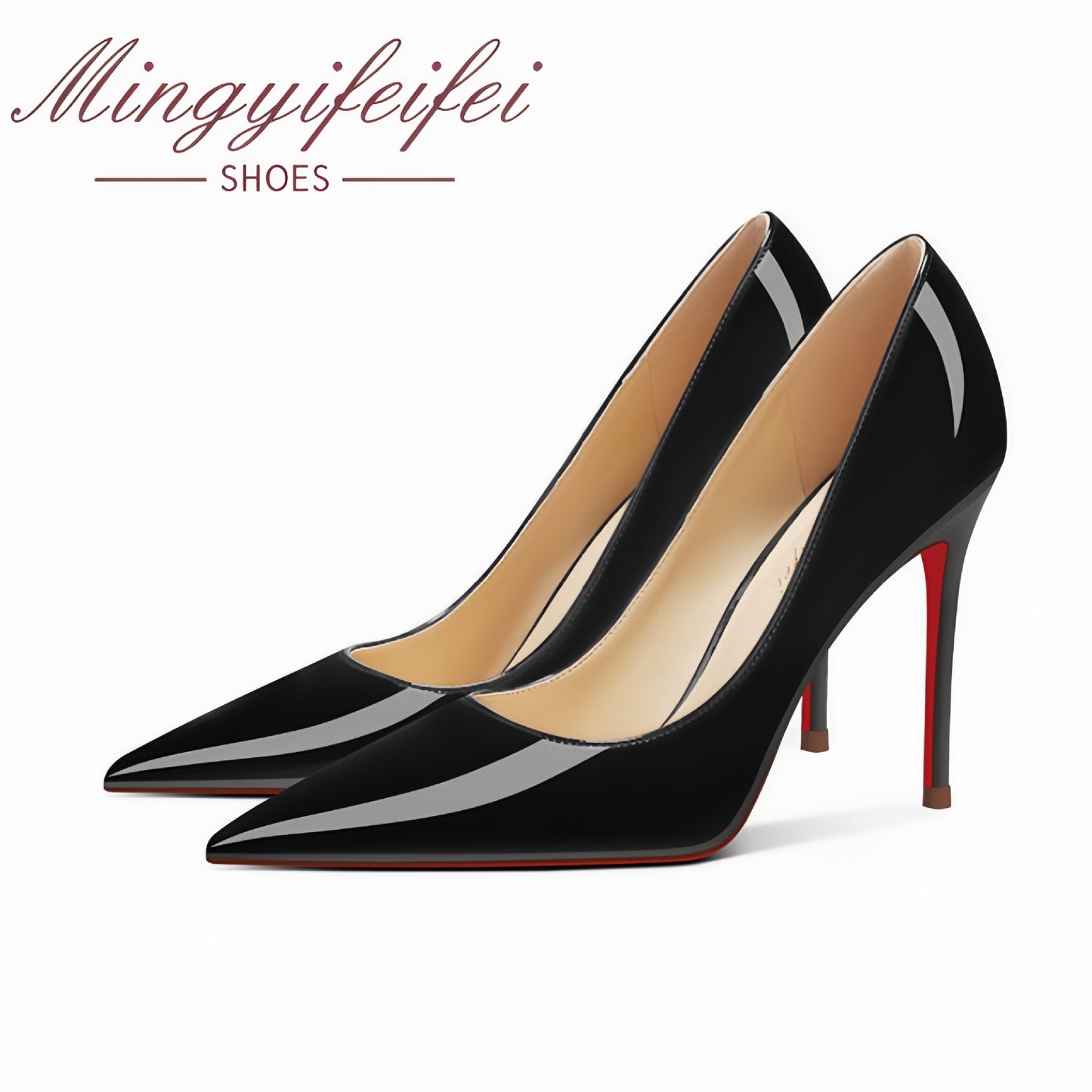 Women's Plate Red Bottom Not Tired Feet Patent Pointed Toe Sexy Women's Fashion Shoes