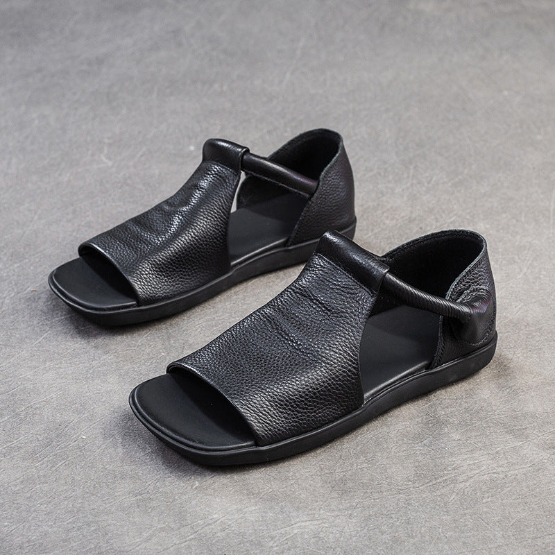 Women's Shu Summer Peep Toe Bottom Hollowed Soft Surface Top Layer Sandals