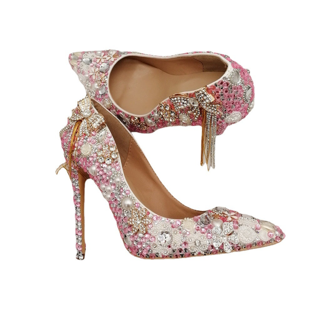 Wedding Bridal Pearl Rhinestone White Fine High Women's Fashion Shoes