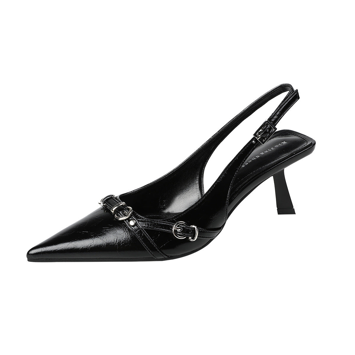 Women's Style Toe Cap Stilettos Pumps Belt Decorative Pointed Slingback Heels
