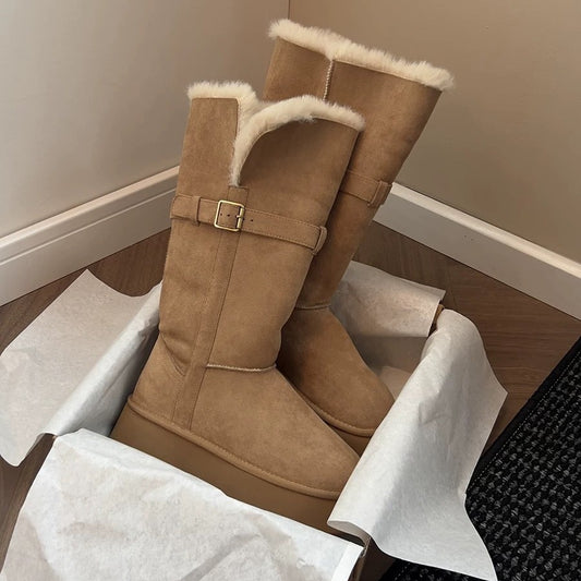 Women's Thick Bottom Two-way Wear Thickened Middle Fleece-lined Warm Northeast Women's Snow Boots
