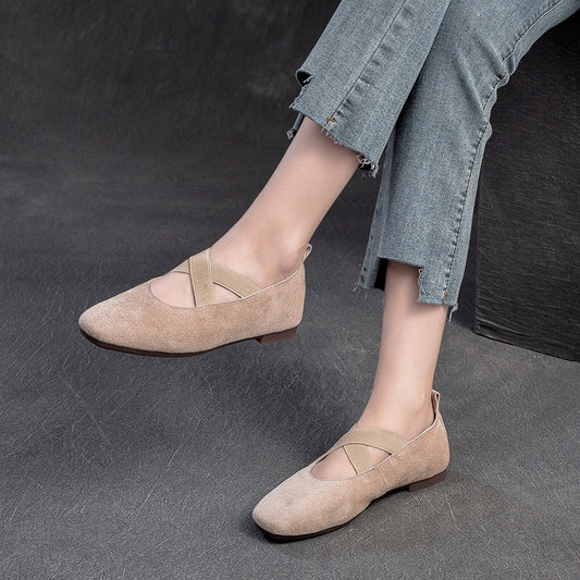 Women's Solid Color French Style Pumps Flat Casual Shoes