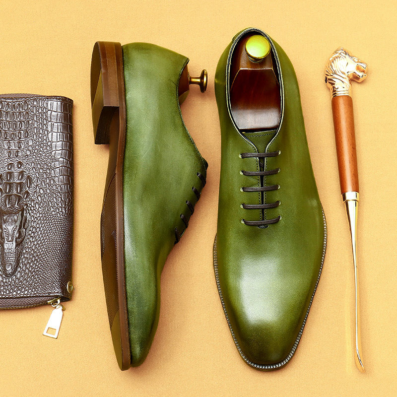 Men's Green Niche Oxford Business Formal Leather Shoes