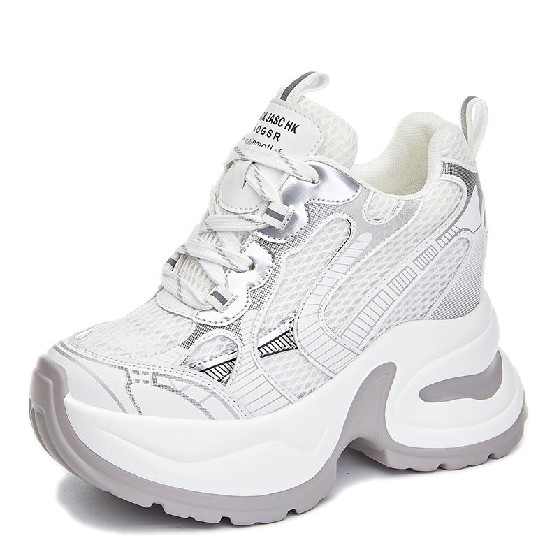 Women's Increasing Insole Breathable Clunky Platform Mesh Men's Shoes
