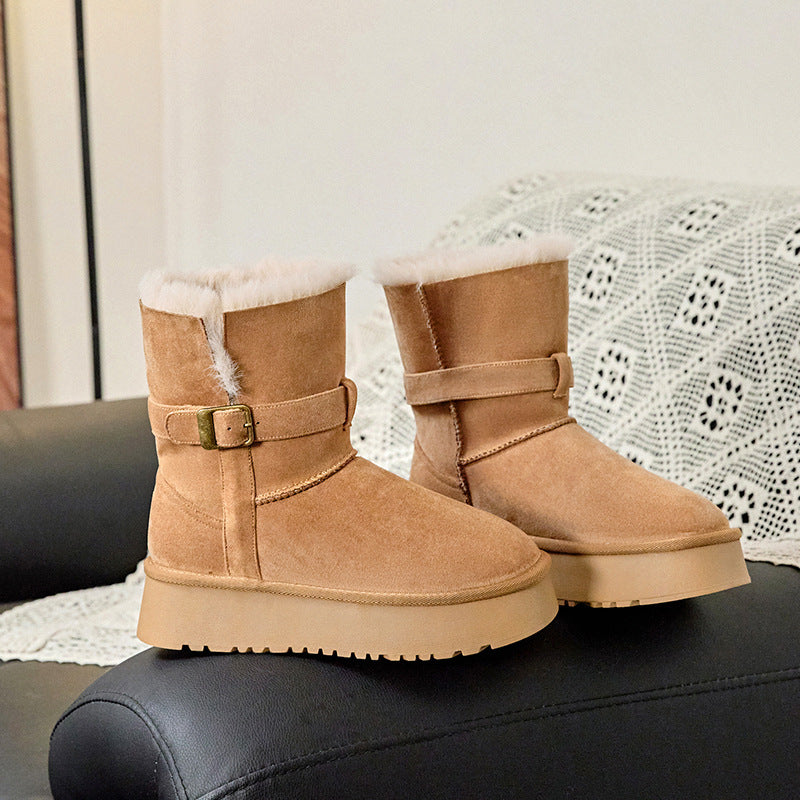 Women's Height Increasing Insole Two-way Thick Bottom Super Women's Snow Boots