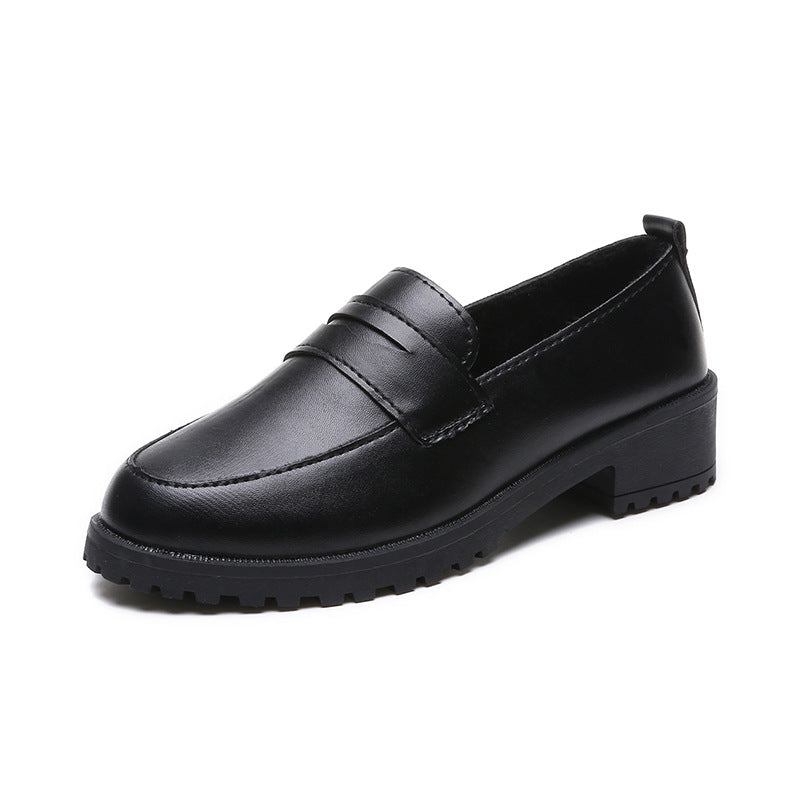 Women's Good Match Black British Mary Jane Round Toe Vintage Platform Leather Shoes