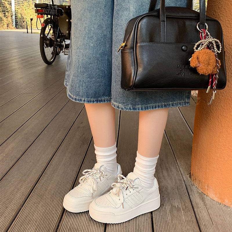Preppy Style Flat Bottom Fleece-lined Round Head Women's Casual Shoes