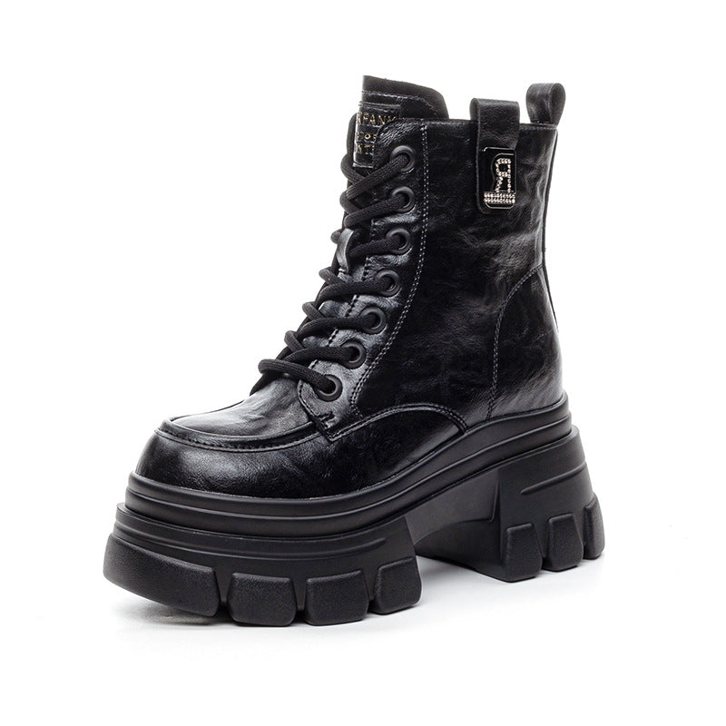 Women's Elevator Fleece-lined Small Platform Ankle Retro Easy Boots