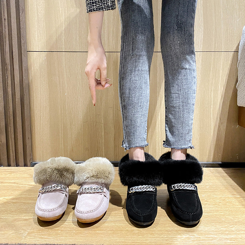 Women's Fluffy Thermal Cotton Rabbit Fur Height Boots