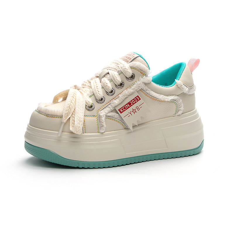 Women's Muffin Elevator White Versatile Niche Sports Women's Casual Shoes