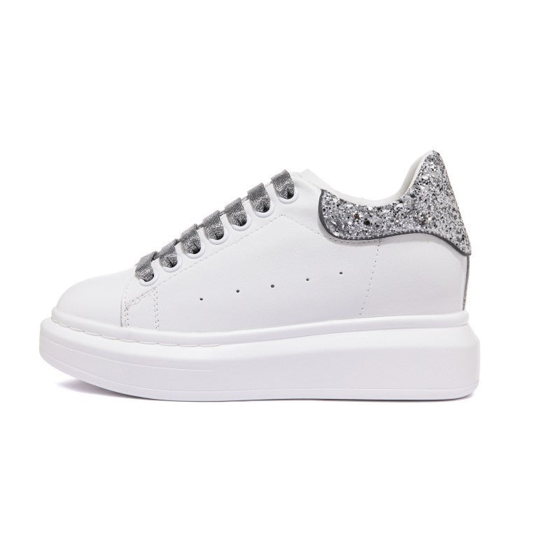 Women's White Autumn Breathable Hidden Platform Sports Women's Board Shoes