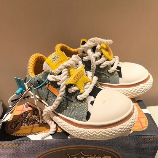 Mickey Big Head Hu Di Color Platform Canvas Shoes