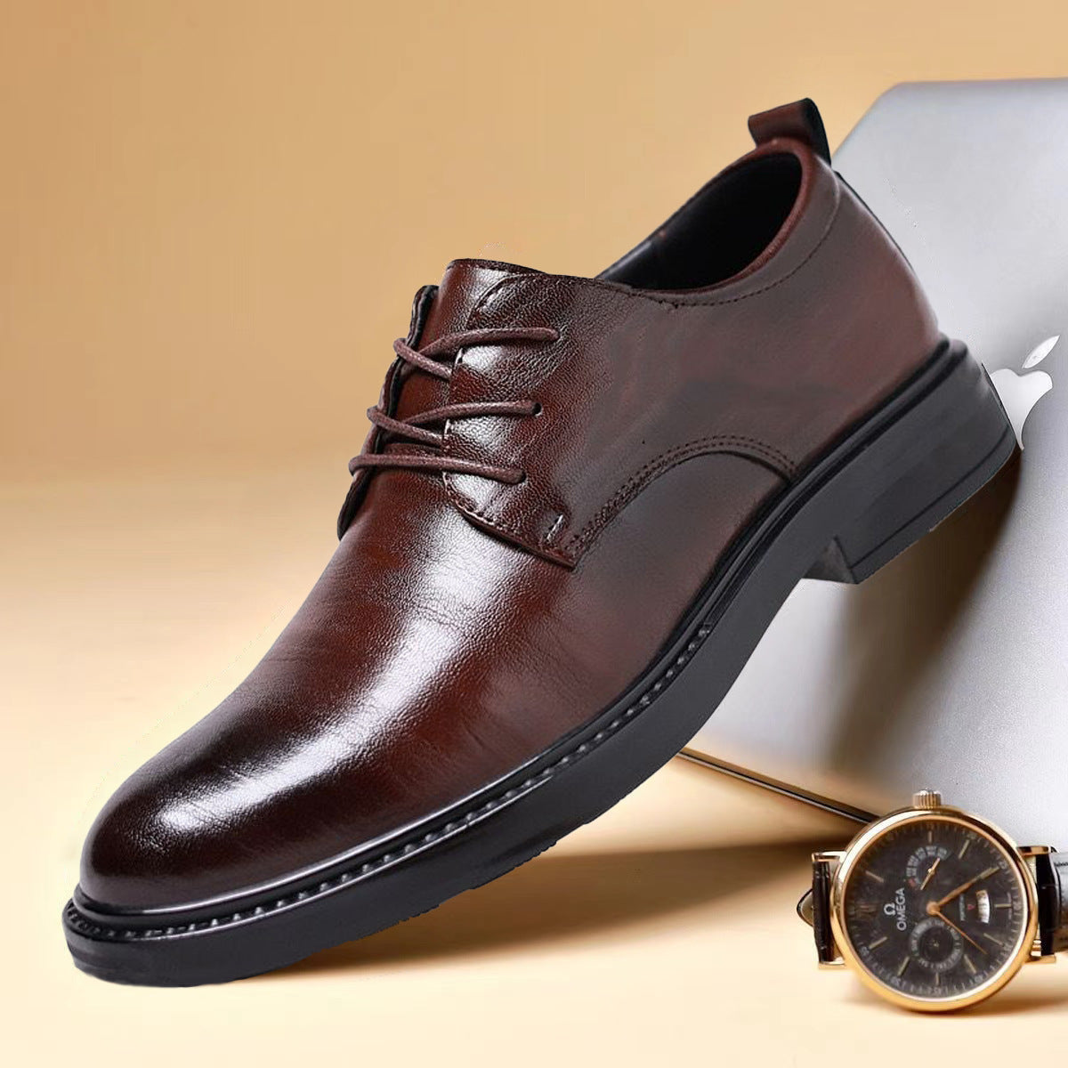 Men's Breathable Lace Up British Working Business Wedding Leather Shoes