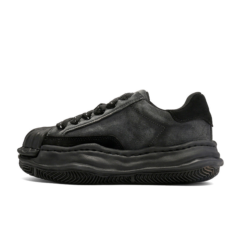 Women's & Men's Retro Worn Looking Washed-out Shell Toe Dissoed Design Versatile Women's Board Shoes