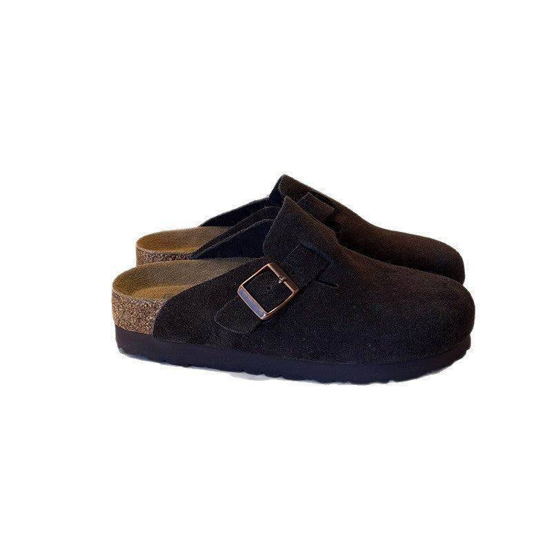Women's Cowhide Thick Bottom Half Outer Wear Genuine Cork Thick-soles Slippers