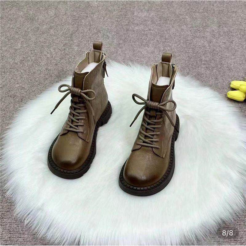 Women's Small Martin British Style Short Flat Women's Leather Boots