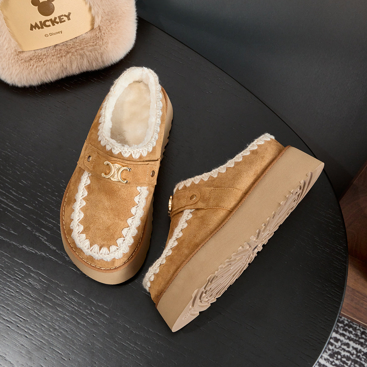 Arc Gold Buckle Thick Bottom Toe Women's Shoes