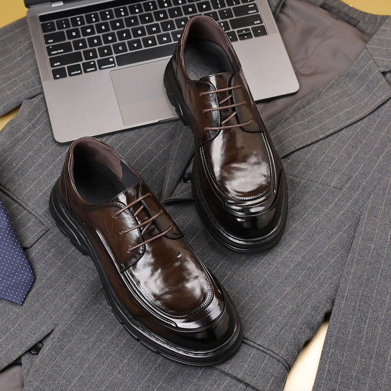 Men's First Layer Cowhide British Style Genuine Leather Shoes