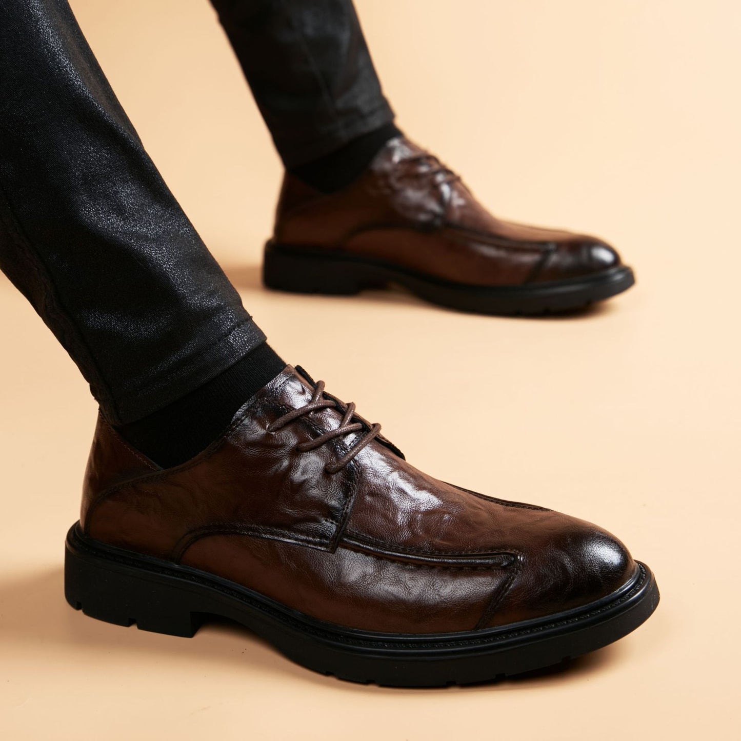 Men's Style Trendy Formal Height Increasing Insole Leather Shoes