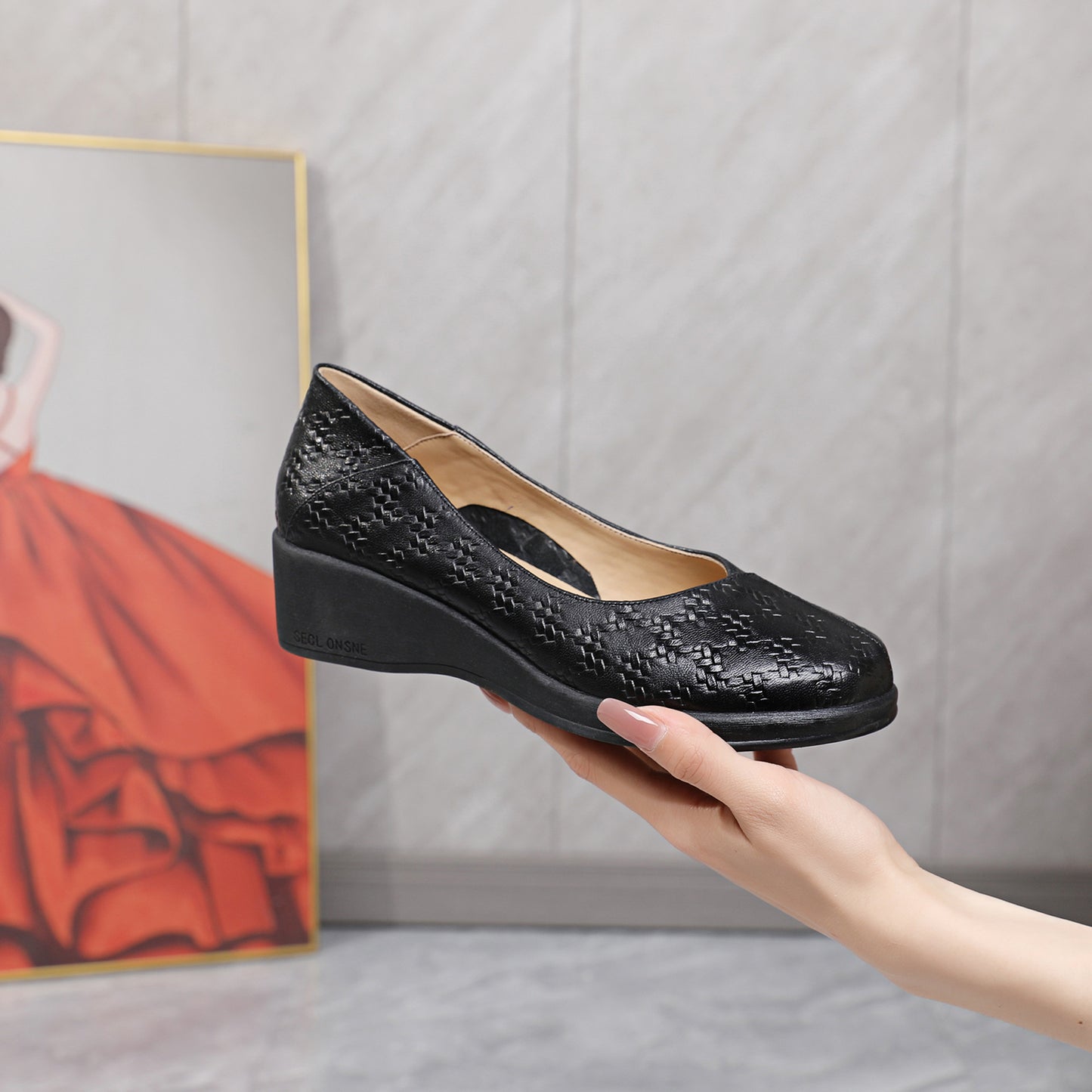Women's Formal Wear Low-cut Top Layer Cowhide Mid Casual Shoes