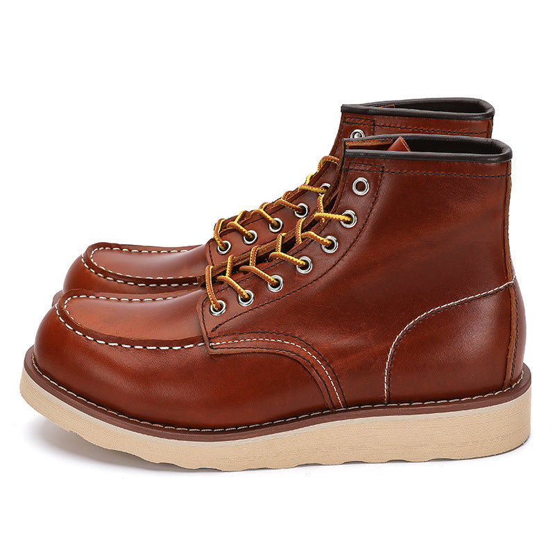 Men's Retro Short American Martin Round Toe Boots