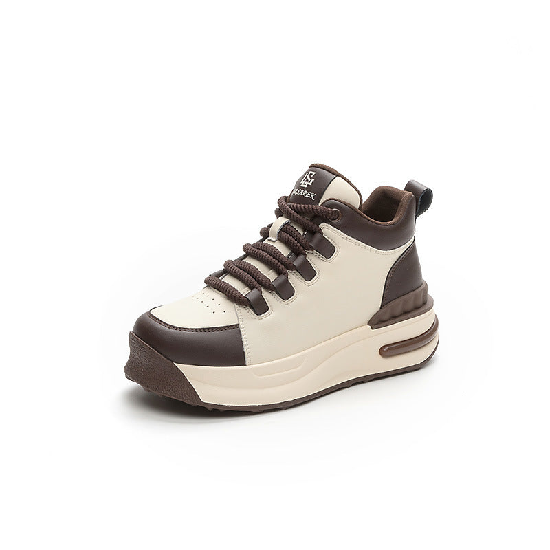 Women's High Top White Autumn Genuine Thick Bottom Women's Casual Shoes