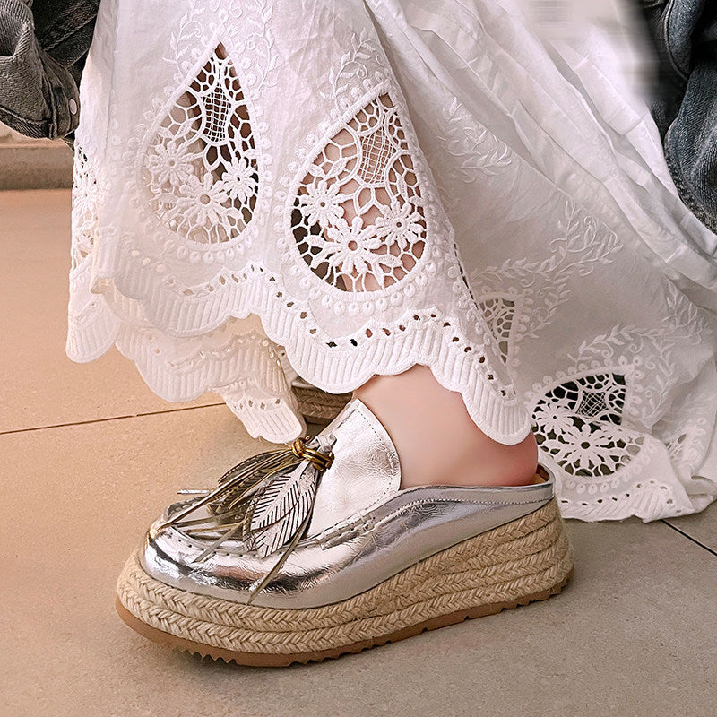 Women's Platform Sier Closed Toe For Summer Outdoor Thick-soles Slippers