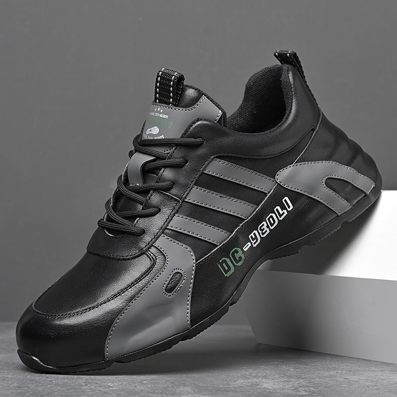 Men's Spring Cowhide Light Luxury Bottom Sports Platform Height Increasing Sneakers