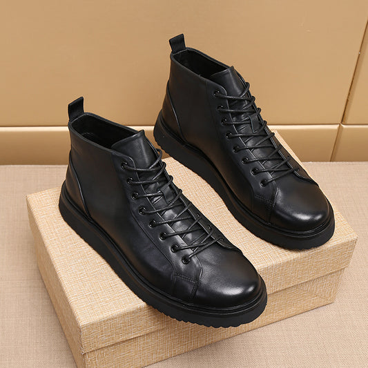 Men's Top Layer Cowhide Worker Muffin Bottom Boots