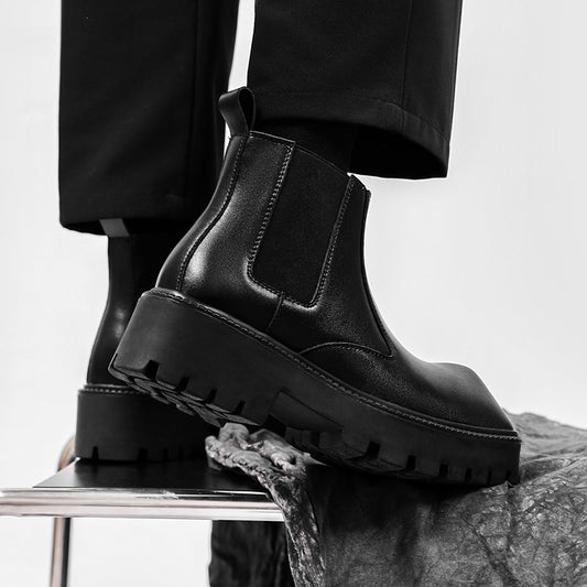 Men's Thick-soled British Style Height Increasing Chelsea Martin Boots